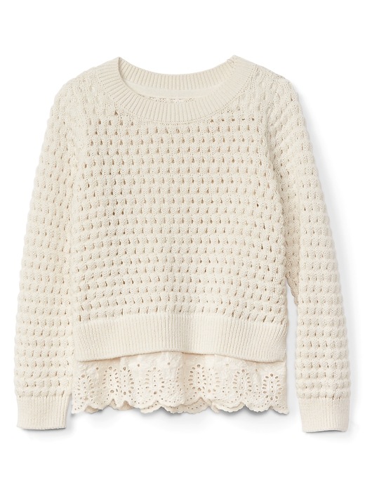 Image number 1 showing, Honeycomb eyelet-trim sweater