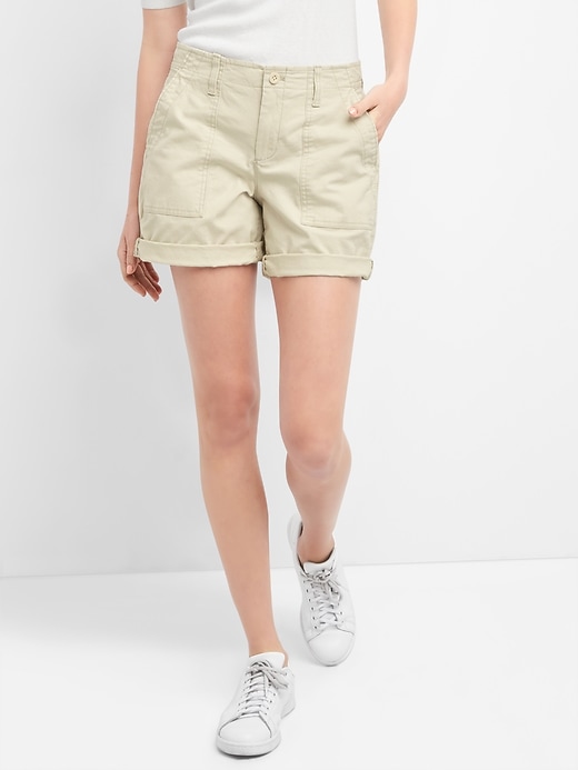 1 of 8 showing, with the color anchorage cream of product Girlfriend rolled utility shorts