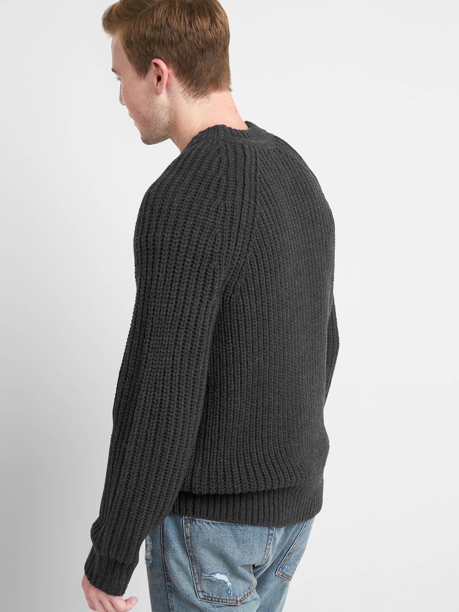 Wool blend ribbed crewneck sweater | Gap
