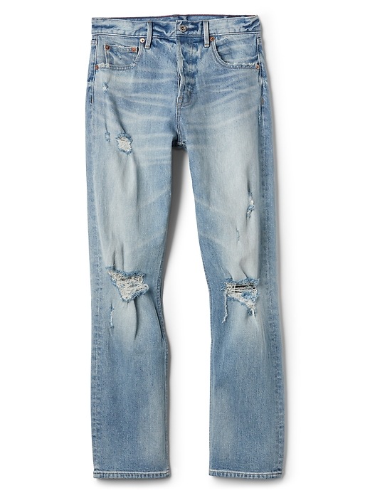 Image number 6 showing, Cone Denim&#174 High Rise Straight Jeans with Destruction
