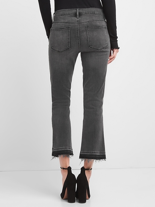 Image number 2 showing, High Rise Crop Kick Jeans with Raw Hem