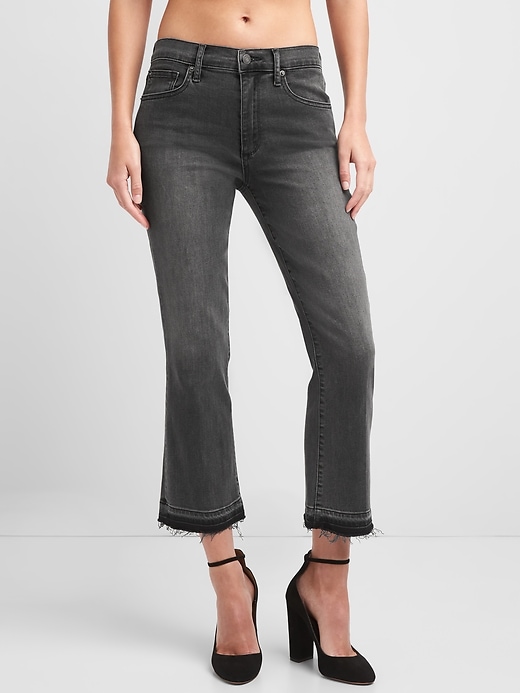 Image number 8 showing, High Rise Crop Kick Jeans with Raw Hem