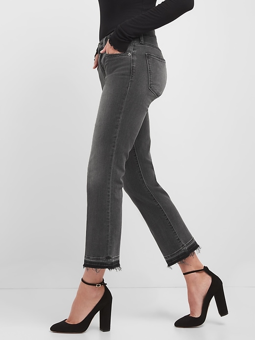 Image number 6 showing, High Rise Crop Kick Jeans with Raw Hem