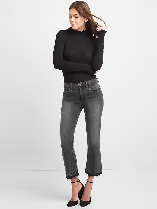 Image number 5 showing, High Rise Crop Kick Jeans with Raw Hem