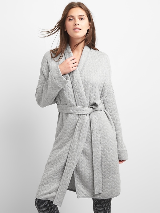 View large product image 1 of 1. Cable-knit quilted robe