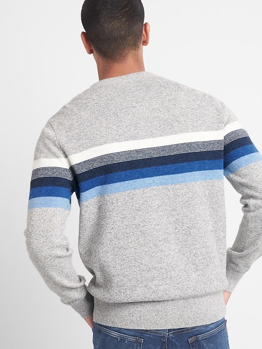 2 of 8 showing, with the color blue stripe of product Wool blend chest-stripe crewneck sweater