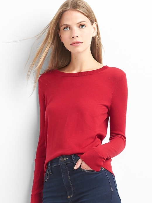 Image number 1 showing, Crewneck Pullover Sweater in Merino Wool