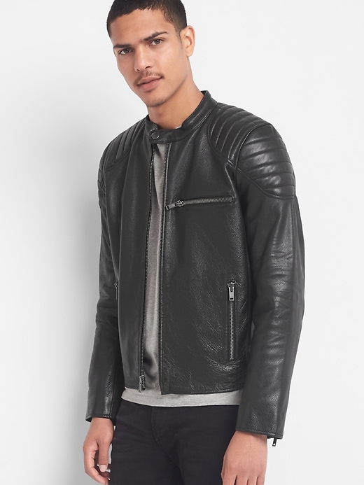 Image number 1 showing, Leather Biker Jacket