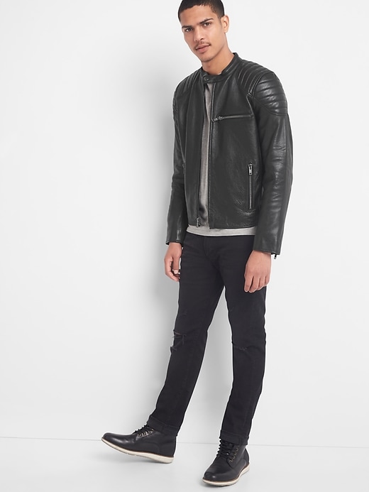 Image number 3 showing, Leather Biker Jacket