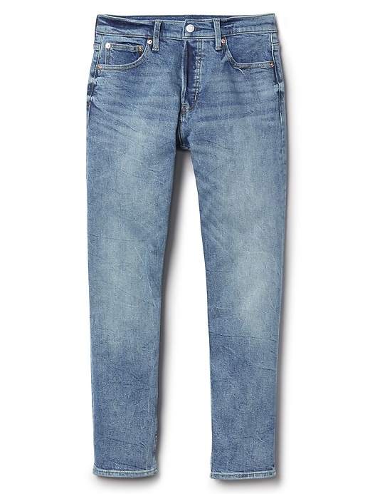 Image number 6 showing, High Rise Button-Fly Straight Jeans in Medium Indigo