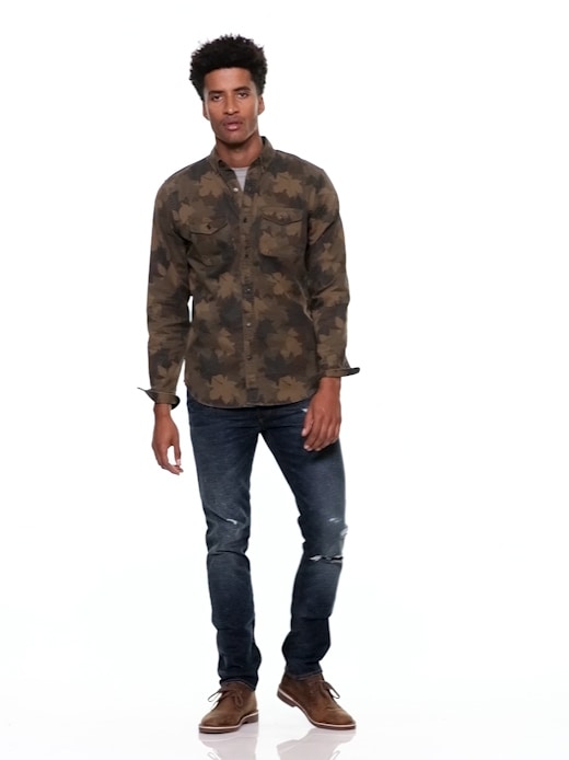 Camouflage shirt deals with jeans