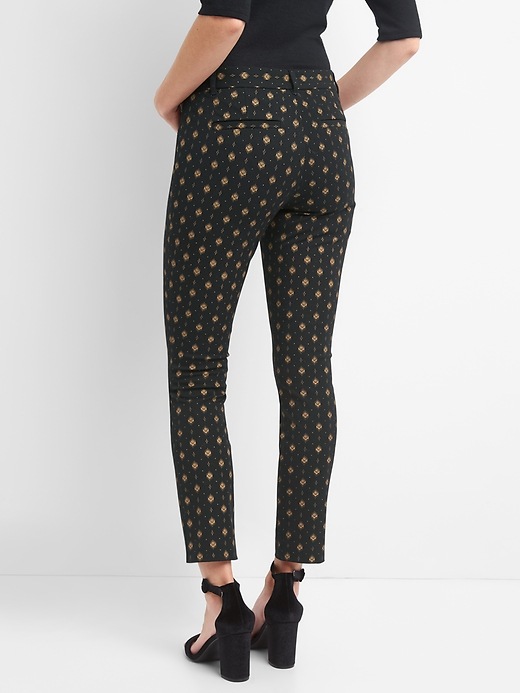 2 of 8 showing, with the color metallic gold of product Gold print skinny ankle pants