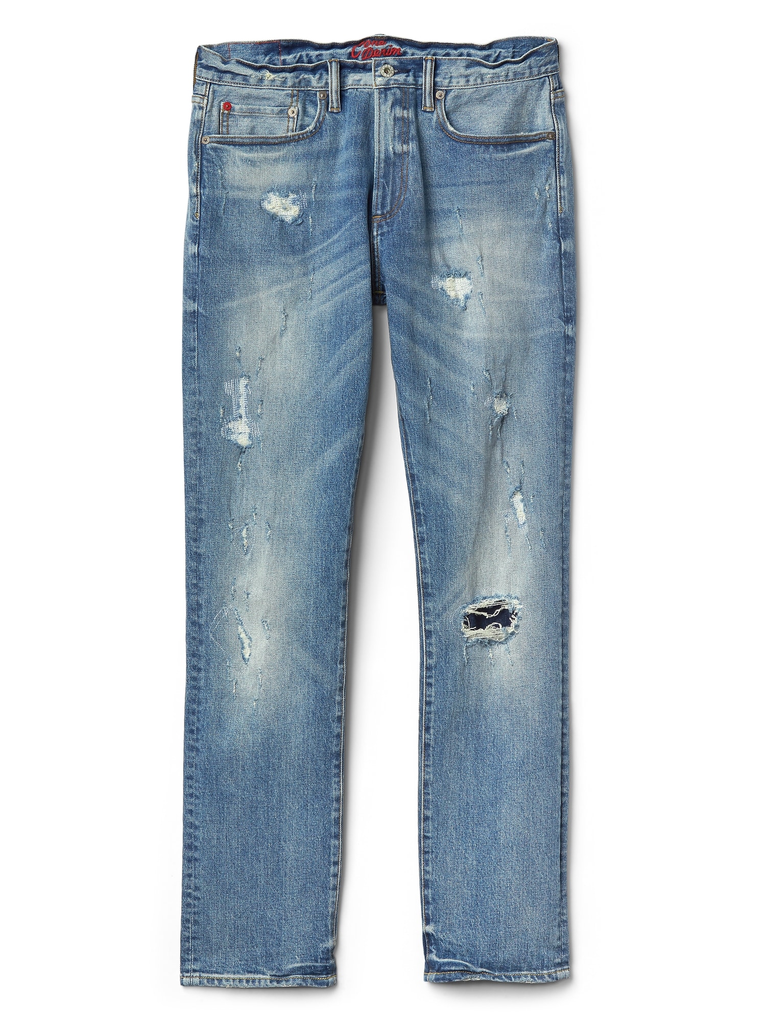 Cone Denim® Destructed Jeans in Slim Fit with GapFlex Gap