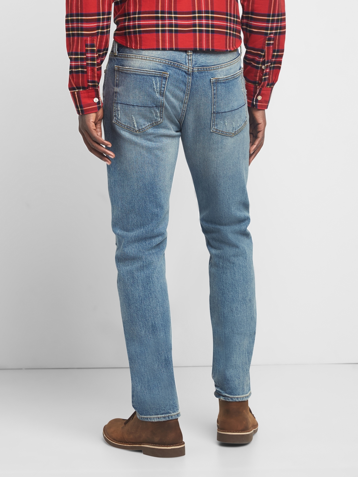 Cone Denim® Destructed Jeans in Slim Fit with GapFlex Gap