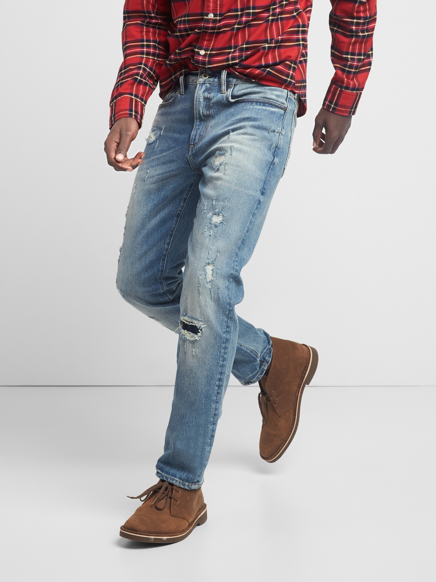 Cone Denim® Destructed Jeans in Slim Fit with GapFlex Gap