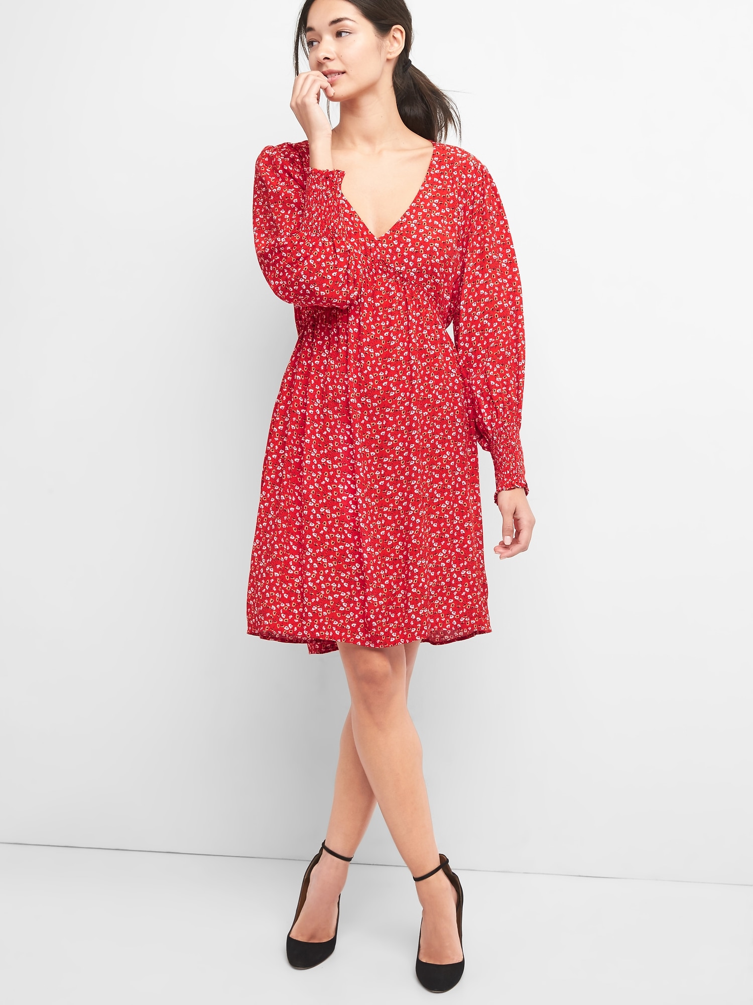 Floral V-Neck Swing Dress | Gap