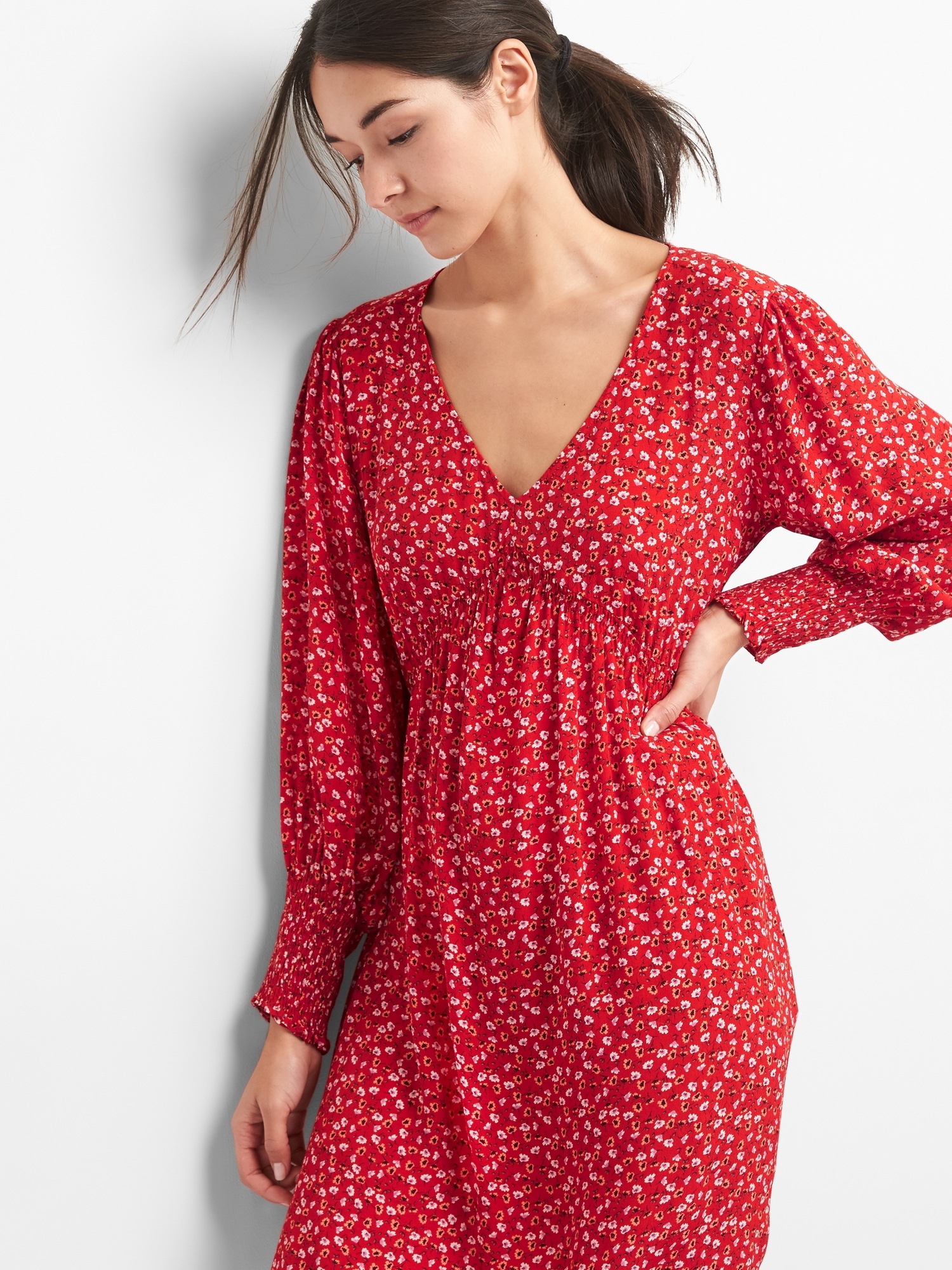 Floral V-Neck Swing Dress | Gap