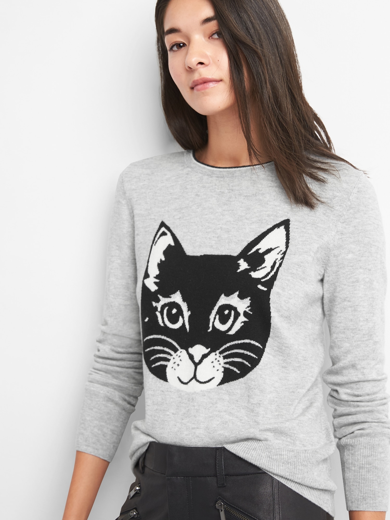Cat graphic crewneck sweater Gap