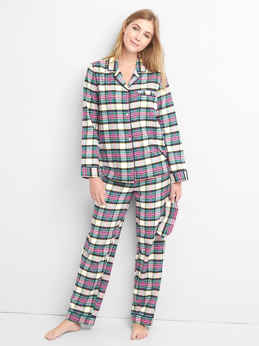 View large product image 1 of 1. Flannel PJ set with eye mask