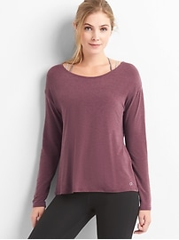 View large product image 4 of 7. GapFit Breathe long sleeve cross-back top