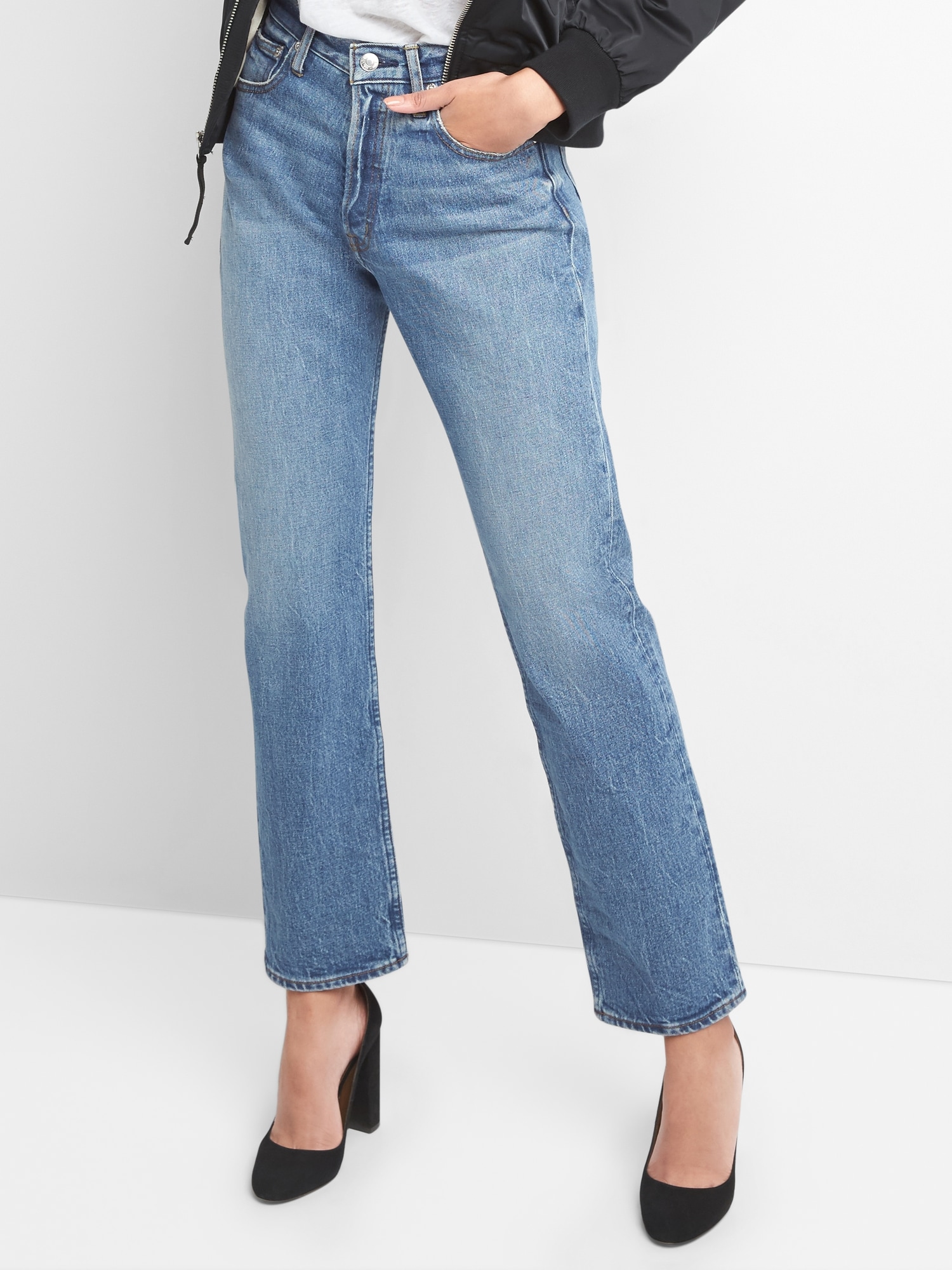 Cone Denim® Super High Rise Straight Jeans Gap