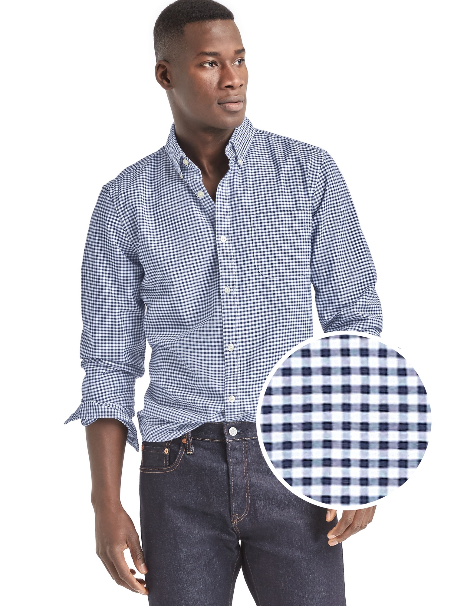 Oxford micro gingham slim fit shirt | Gap