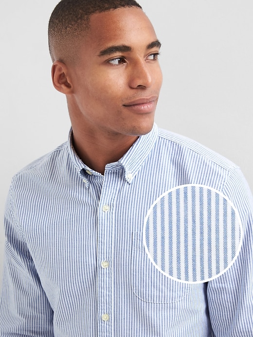 1 of 8 showing, with the color blue allure of product Oxford bengal stripe slim fit shirt