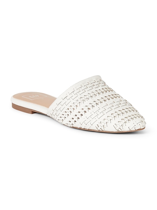 Image number 1 showing, Flat Mules in Woven Leather