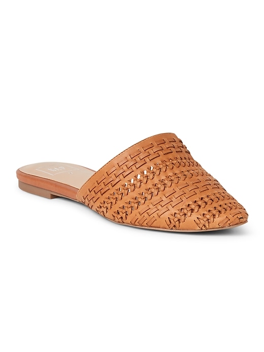 1 of 8 showing, with the color cognac of product Flat Mules in Woven Leather