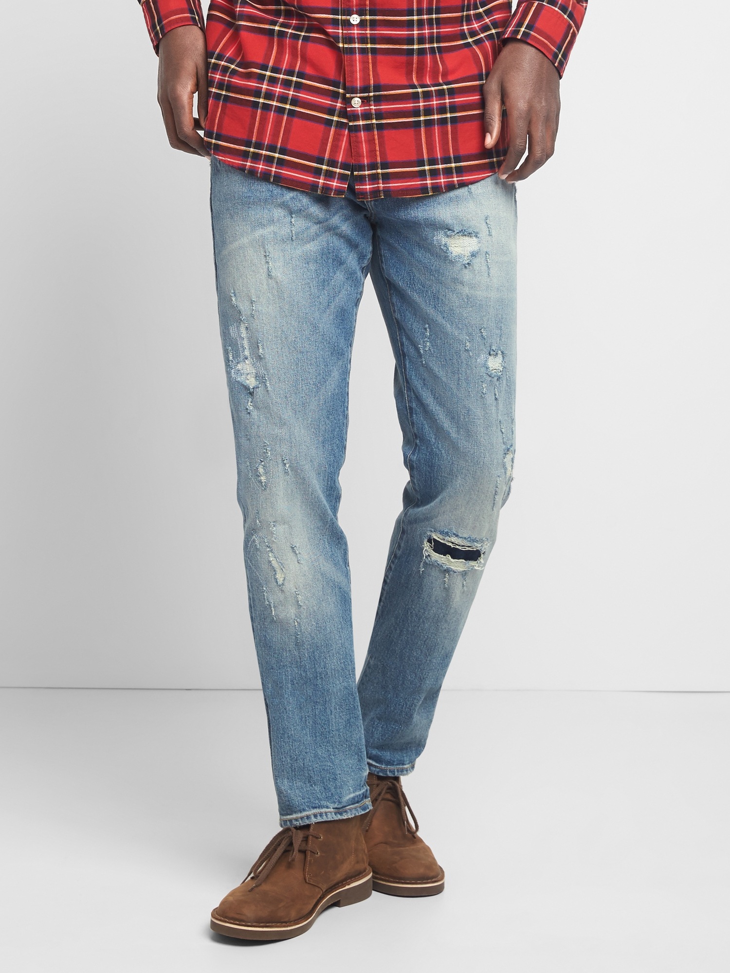 Cone Denim® Destructed Jeans in Slim Fit with GapFlex Gap
