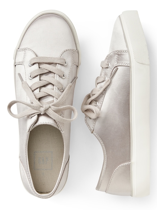 2 of 8 showing, with the color silver grey of product Satin Sneakers