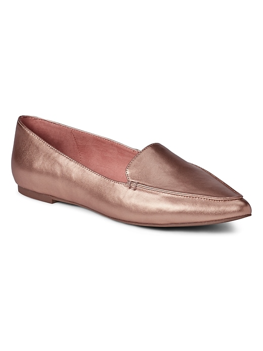 View large product image 1 of 1. Metallic pointed loafer