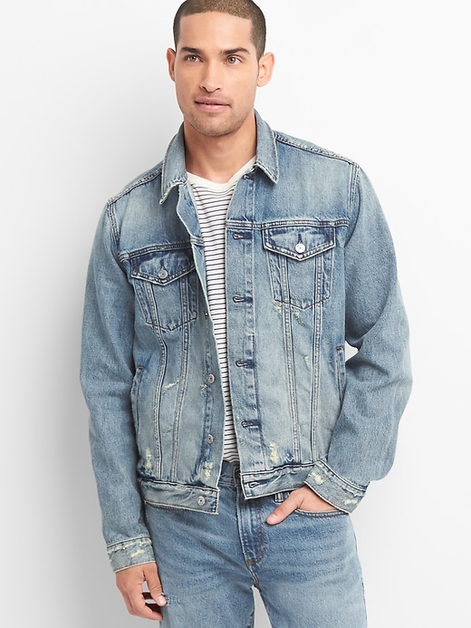 Gap distressed denim jacket online