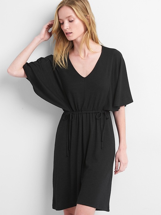 GAP Women's Cotton Flutter Mini Dress – Relaxed Fit Short Sleeve Summer Dress