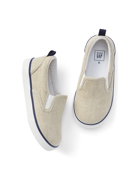 1 of 8 showing, with the color moonstone heather of product Canvas Slip-On Sneakers
