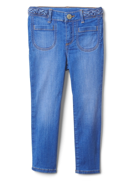 Image number 1 showing, Superdenim Braid-Belt Skinny Jeans with Fantastiflex