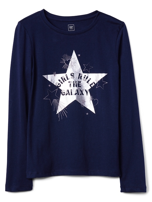 1 of 8 showing, with the color dark night of product Graphic long sleeve tee