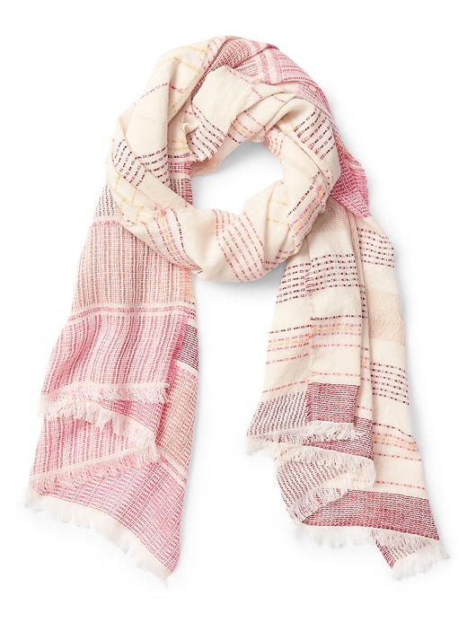 Image number 1 showing, Oblong Yarn-Dyed Stripe Scarf
