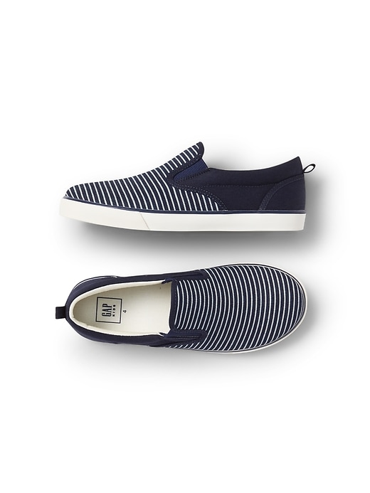View large product image 1 of 1. Kids Railroad Stripe Slip-On Sneakers