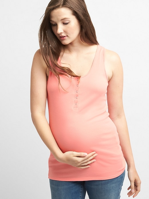 Image number 9 showing, Maternity Ribbed Henley Tank Top