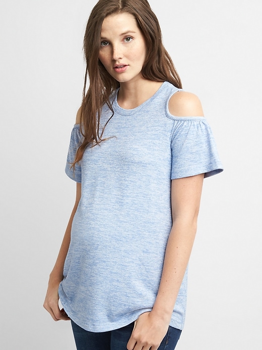 View large product image 1 of 1. Maternity Softspun Cold-Shoulder T-Shirt