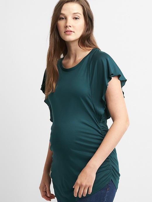 View large product image 1 of 1. Maternity Flutter Sleeve Top