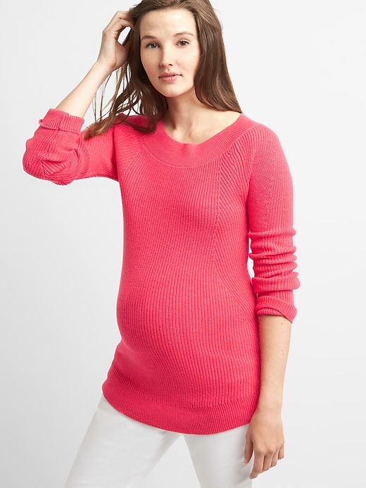 Image number 6 showing, Maternity Ribbed Pullover Boatneck Sweater Tunic