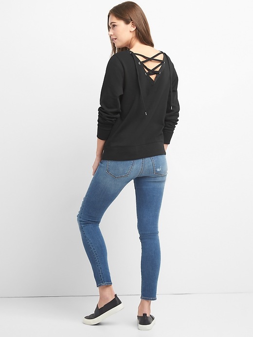 Image number 3 showing, Lace-Up Back Pullover Sweatshirt