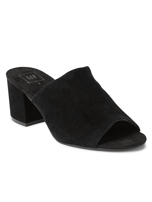 View large product image 1 of 1. Open-Toe Block Heel Mules