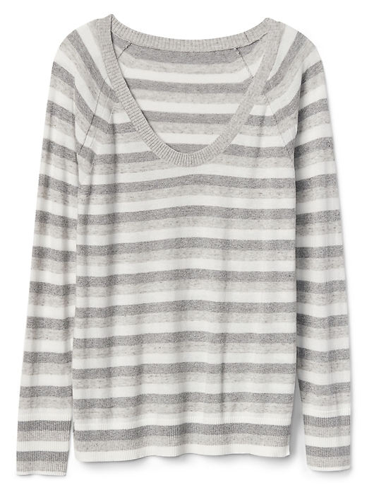 Stripe U-Neck Raglan Pullover Sweater | Gap