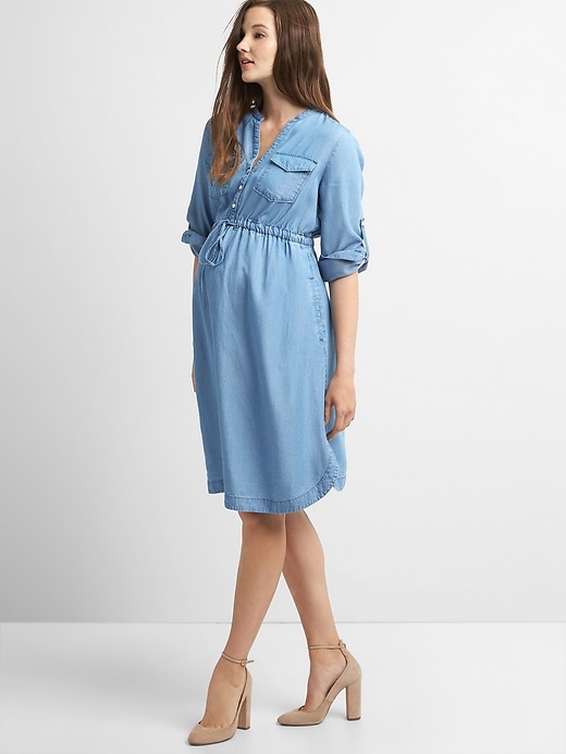 Image number 3 showing, Maternity Shirtdress in TENCEL&#153