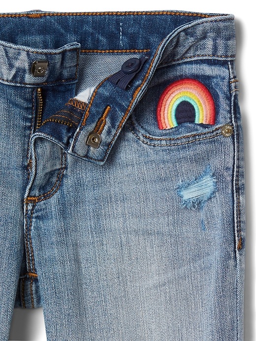 Image number 4 showing, Superdenim Rainbow Super Skinny Jeans with Fantastiflex