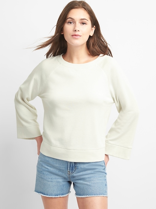 View large product image 1 of 1. Bell Sleeve Pullover Crewneck Sweatshirt