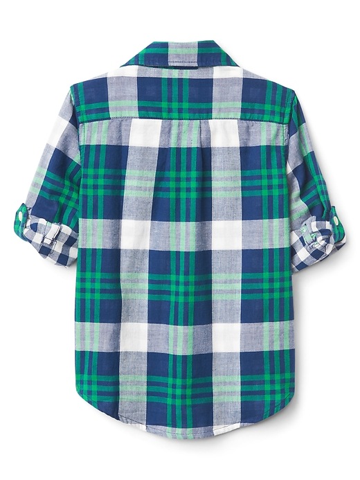 View large product image 2 of 3. Double-Weave Convertible Plaid Shirt